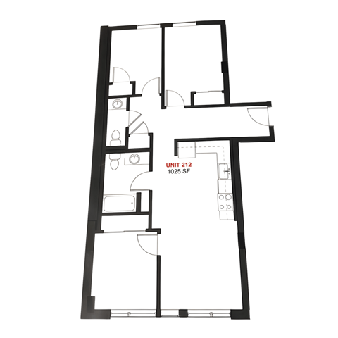 Floor plan for 3 beds, 1 bath, 1044 sqft